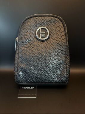 London Fog Black Woven-Texture Crossbody Bag
